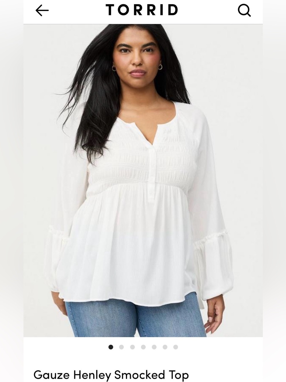 TORRID White Gauze Smocked Henley Blouse NWT W BLK NWOT BLOUSE & CREPE NWT PANT